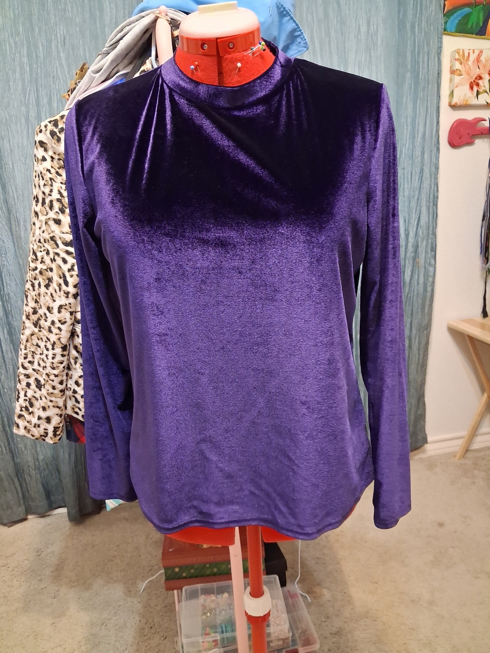 Velvet Long-Sleeve Top - Purple
